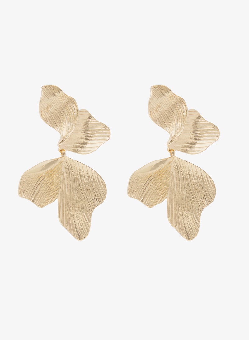 ELLA Gold Floral Structured Earrings - Image 2