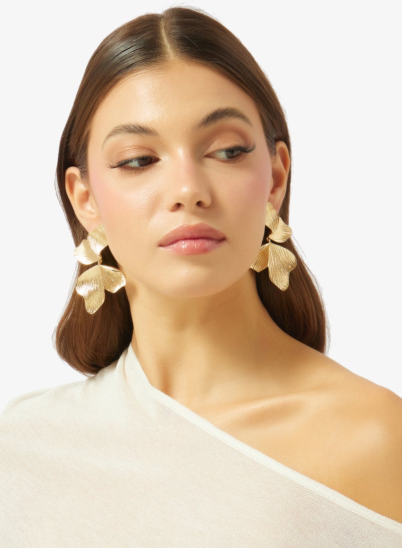 ELLA Gold Floral Structured Earrings - Image 3