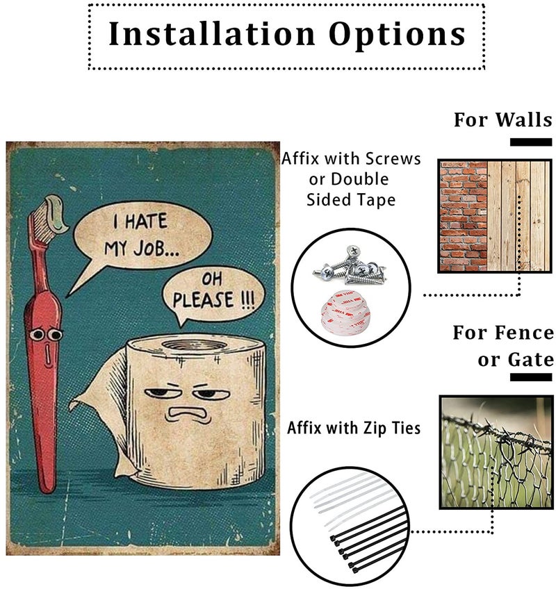 QKIODS Metal Sign I Hate My Job Oh Please Funny Toilet Retro Tin Sign Bathroom Wall Art Home DÃ©cor, 12x8inch - Image 3