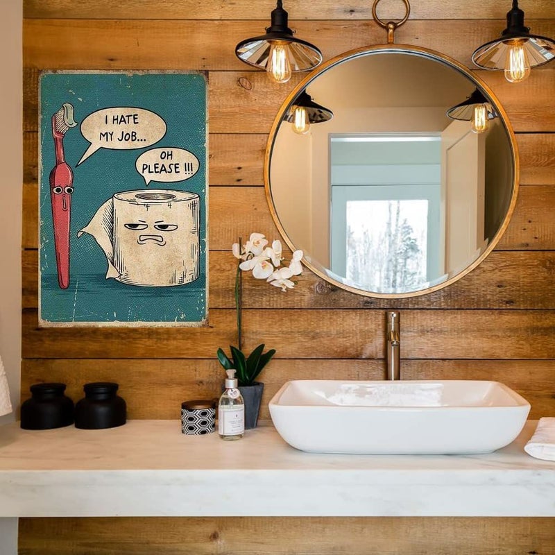 QKIODS Metal Sign I Hate My Job Oh Please Funny Toilet Retro Tin Sign Bathroom Wall Art Home DÃ©cor, 12x8inch - Image 4