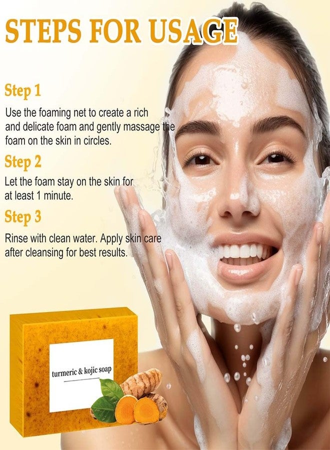 COLOTTE Lemon Turmeric Kojic Soap,Natural Handmade Soap,Turmeric Soap Bar for Face and Body, Smooth Skin Tumeric Soap,Deep Cleansing Soap for Men & Women (2 PCS) - Image 5