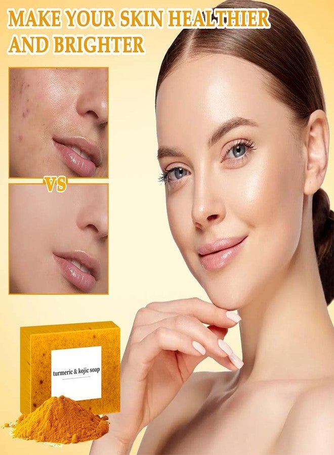 COLOTTE Lemon Turmeric Kojic Soap,Natural Handmade Soap,Turmeric Soap Bar for Face and Body, Smooth Skin Tumeric Soap,Deep Cleansing Soap for Men & Women (2 PCS) - Image 2