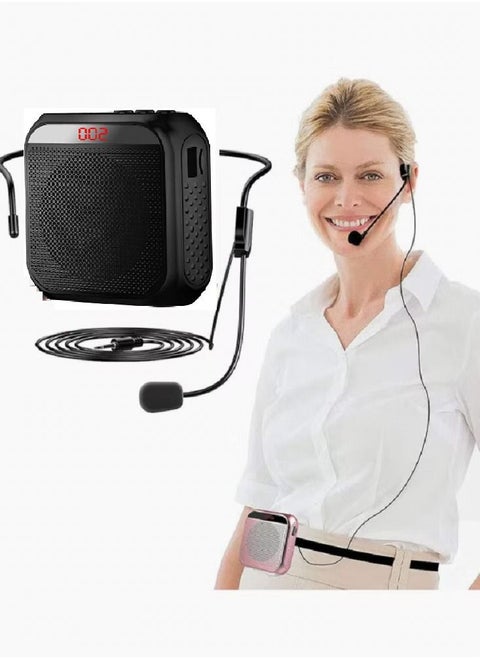 Portable Rechargeable Voice Amplifier with Wired Microphone Headset