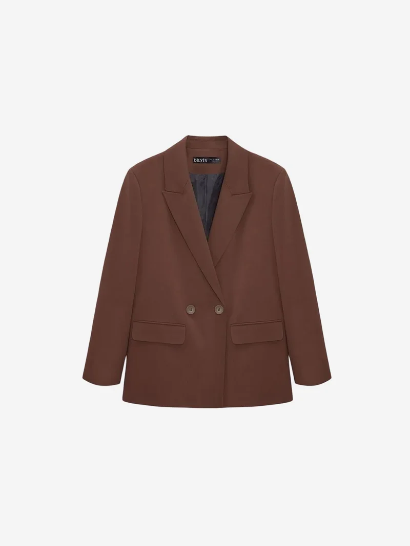 Dilvin DILVIN Oversized Long Crepe Blazer Jacket