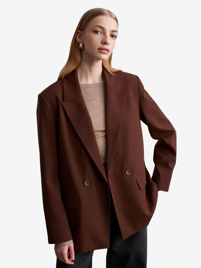 Dilvin DILVIN Oversized Long Crepe Blazer Jacket