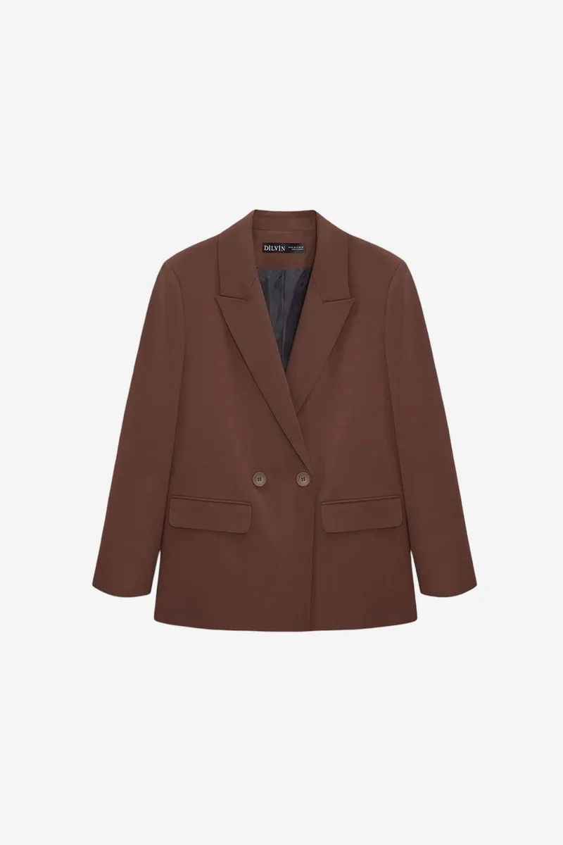 ديلفين DILVIN Oversized Long Crepe Blazer Jacket