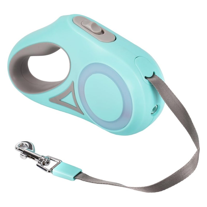 Qpets® سلسلة كلاب قابلة للسحب LED، مقبض مريح مضاد للانزلاق، سلسلة مشي الكلاب، شريط على شكل بكرة، مضيئة عاكسة، طول قابل للتعديل مع زر قفل و مشبك دوار 360° (أخضر) - Image 1