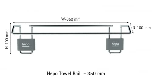 Hettich Hepo Stainless Steel Towel Rail Double Towel Holder for Bathroom 5 Years Replacement Warranty Against Rusting 350mm Silver Finish Set of 1 - Image 3