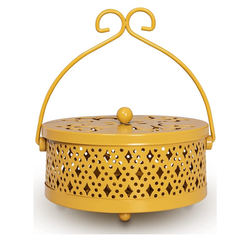 SOLARAE Mosquito Coil Holder, Retro Portable Mosquito Incense Burner for Home and Camping (Yellow) - Image 1