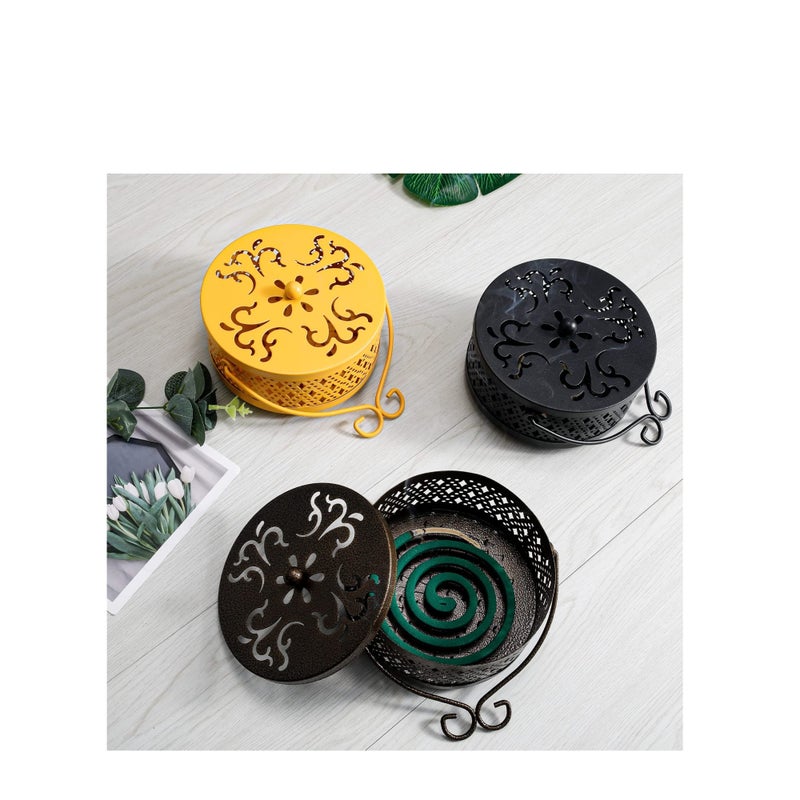 SOLARAE Mosquito Coil Holder, Retro Portable Mosquito Incense Burner for Home and Camping (Yellow) - Image 5