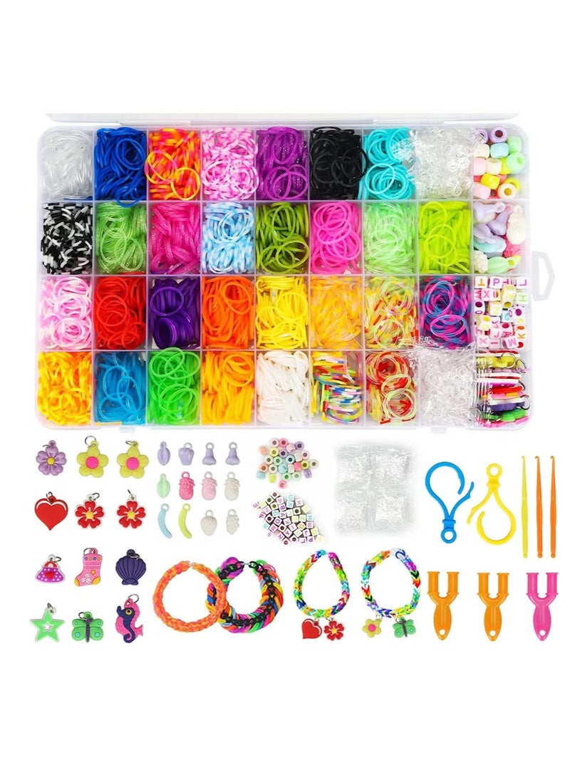 JUE-FISH 2500+ Loom Bands Kit – 30 Colors Rubber Bands Refill Set with Beads, Charms & Tools, Bracelet Making Craft Kit in Storage Case – Gift for Kids DIY, Party, X-mas & Birthday - Image 1