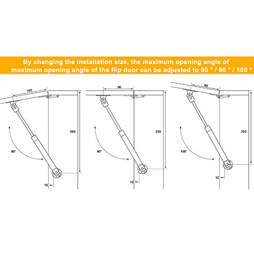 Hxchen 100N/22 lb Hydraulic Support Cabinet Hinge, Soft Close Lid Supports & Buffer Telescopic Cabinet Door Gas Spring Glue Head Supports 6" Length - (2 Pcs) - Image 5
