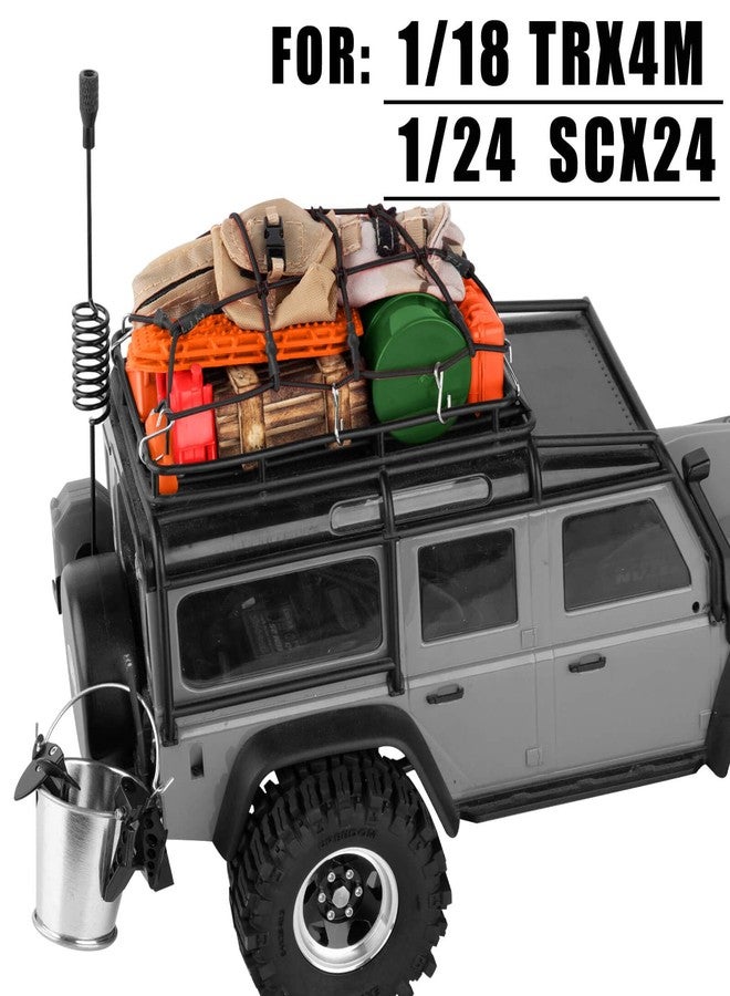 hopsupRC مجموعة أدوات hopsupRC لسيارات TRX4M K10 SCX24 FCX24 K5 AX24 بمقياس 1/18 و1/24، تتضمن برميل زيت/حبل سحب/لوح إنقاذ/صندوق خشبي/هوائيات/شبكة طفاية حريق/صندوق أدوات/صندوق خشبي/شبكة أمتعة/عبوة زينة محاكاة/مجرفة، لون برتقالي - Image 2