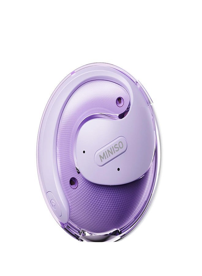 ميني سو سماعات أذن بلوتوث MINISO X15PRO مفتوحة الأذن، مريحة، صوت ستيريو عالي الدقة، 40 ساعة تشغيل، مقاومة للماء بمعيار IPX5، ترجمة ذكية بـ 165 لغة عبر تطبيق للسفر والرياضة والتعلم (بنفسجي) - Image 1