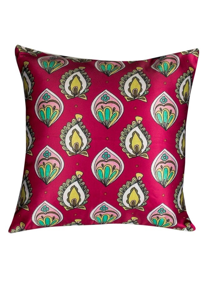 Vendola Vendola Mocha Microfiber Satin 250TC Cushion Pillow Covers, Coffee Brown, Set of 5(Motif,24x24)  - Image 2