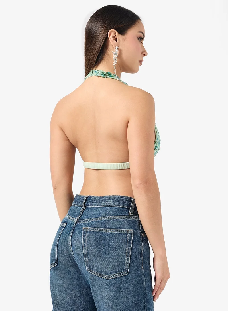 Ginger Halter Neck Sequin Embellished Top