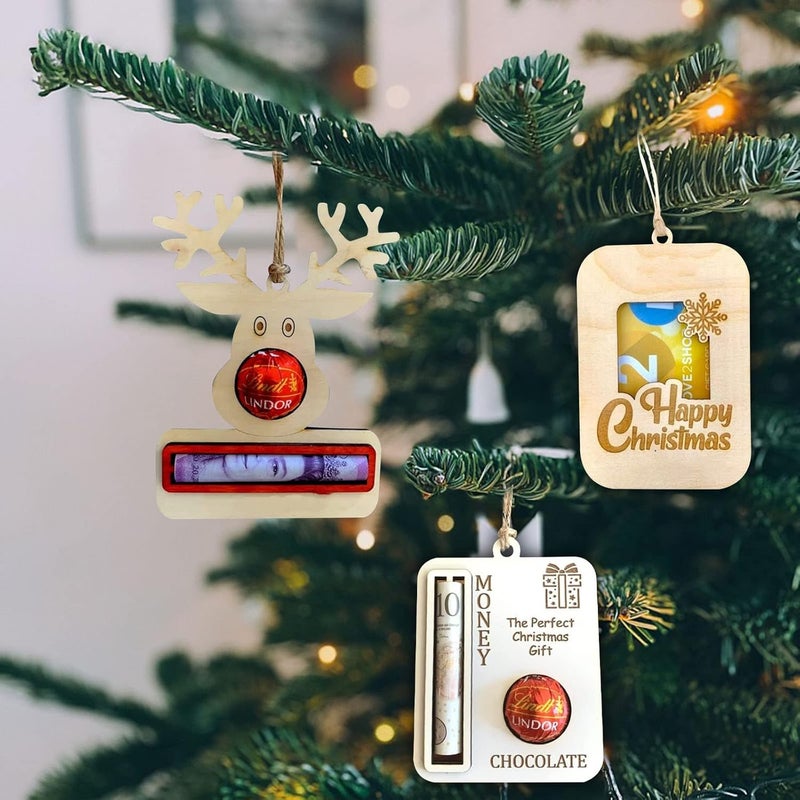 2023 New Christmas Money Cash Gift, Handmade Wooden Money Card Hanging Decoration, 8 Assorted Funny Christmas Money Holder, Personalized Creative Cash Gift Cards for Christmas, Birthdays, Holidays - Image 5