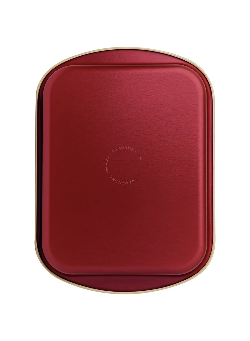 TRAMONTINA Tramontina Brasil 28cm 2L Red Aluminum Flat Roasting Pan with Interior and Exterior Starflon Max PFOA Free Nonstick Coating