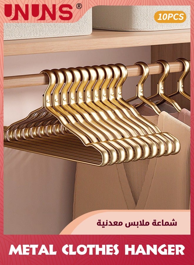 UNUNS 10 Pack Premium Matte Gold Aluminum Coat Hangers,16.5”(41cm) Extra Smooth And Durable Metal Shirt Dress Hanger,Light and Sturdy Metal Rack For Jacket Trouser Pant Slack  - Image 1