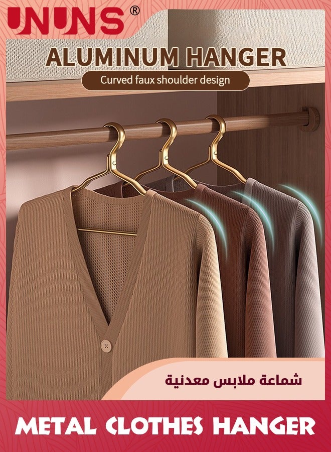 UNUNS 10 Pack Premium Matte Gold Aluminum Coat Hangers,16.5”(41cm) Extra Smooth And Durable Metal Shirt Dress Hanger,Light and Sturdy Metal Rack For Jacket Trouser Pant Slack  - Image 2