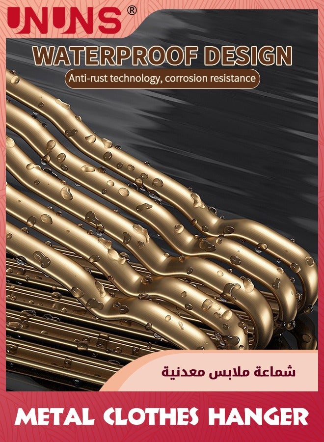 UNUNS 10 Pack Premium Matte Gold Aluminum Coat Hangers,16.5”(41cm) Extra Smooth And Durable Metal Shirt Dress Hanger,Light and Sturdy Metal Rack For Jacket Trouser Pant Slack  - Image 3