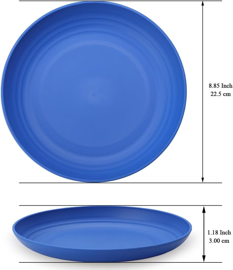Berglander Plastic Plates Set of 12 Pieces 9 UKR Color Reusable and Sturdy Unbreakable Dinner Plates Salad Plates Pasta Bowls Dishes for Home Kid Light Weight Easy Carry for Picnic Camping - Image 2