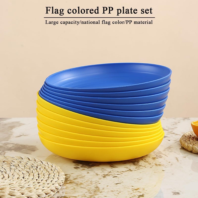 Berglander Plastic Plates Set of 12 Pieces 9 UKR Color Reusable and Sturdy Unbreakable Dinner Plates Salad Plates Pasta Bowls Dishes for Home Kid Light Weight Easy Carry for Picnic Camping - Image 3