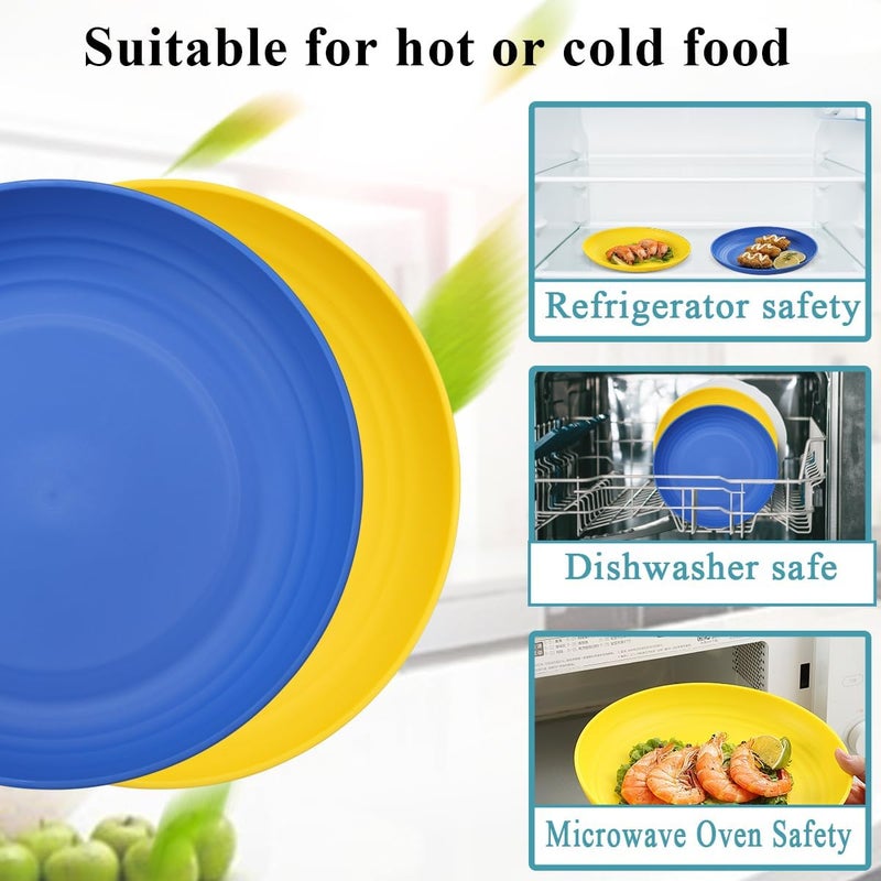 Berglander Plastic Plates Set of 12 Pieces 9 UKR Color Reusable and Sturdy Unbreakable Dinner Plates Salad Plates Pasta Bowls Dishes for Home Kid Light Weight Easy Carry for Picnic Camping - Image 5