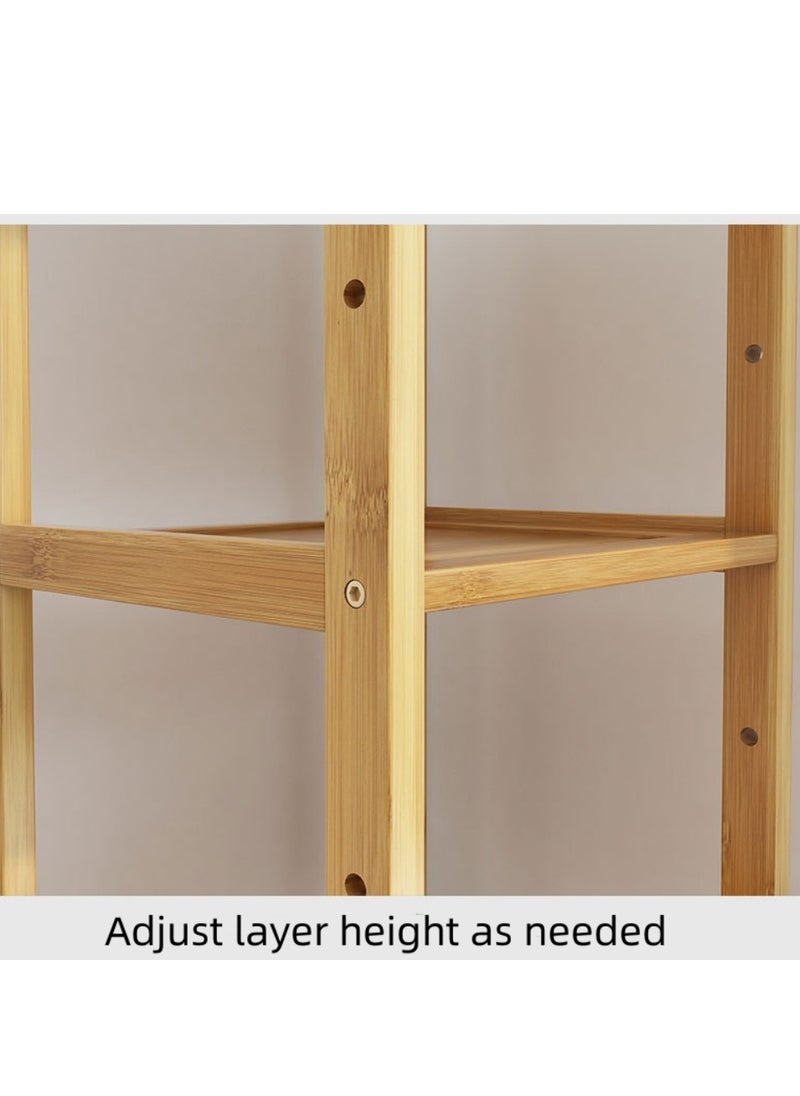 XiuWoo - Simple Style Floor-standing Bamboo BookShelf Home Finishing Storage Rack Durable Bookcase Display Shelf Storage Organizer With Wheels for Home Office - Image 1