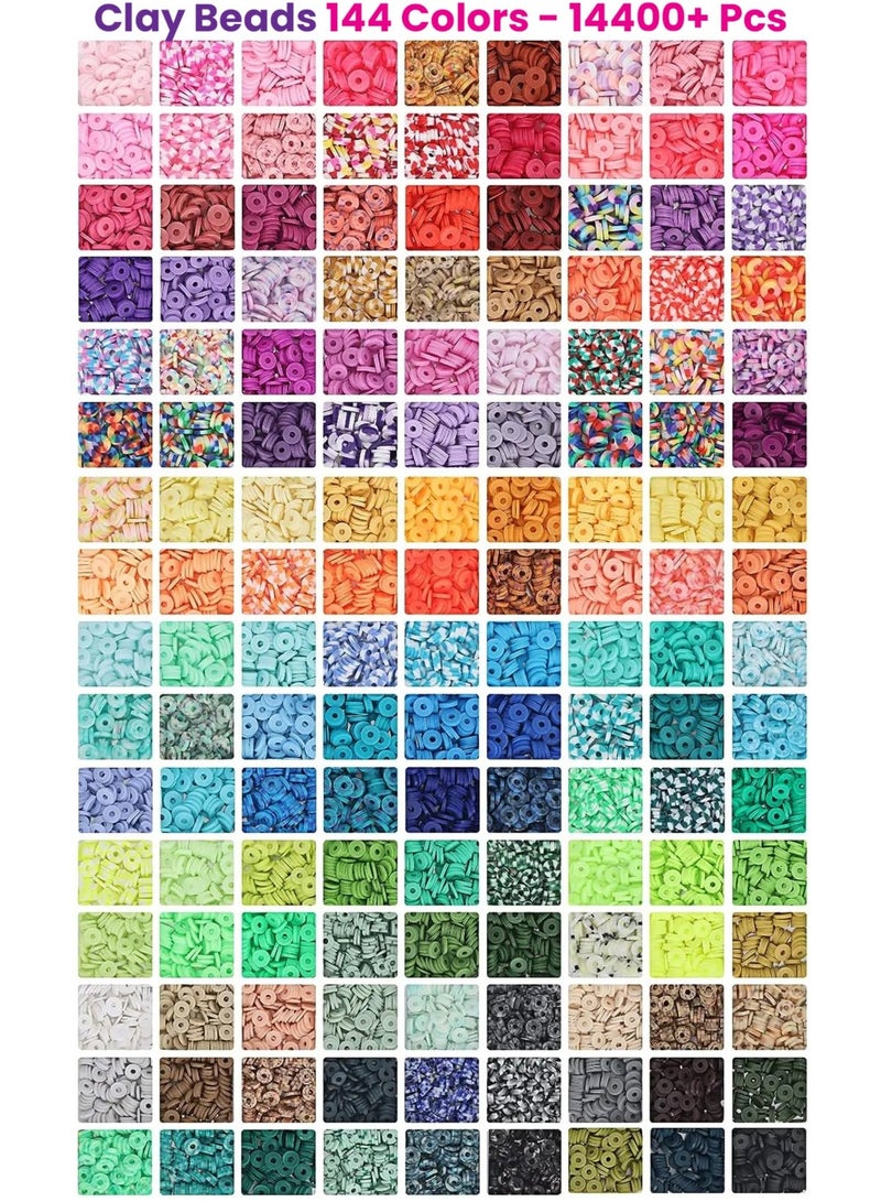 Capstro 15000PCS 144 Colors Clay Beads Bracelet Kit – Includes Letter Beads, Charms, Glow Beads & Flower Beads – Ultimate Friendship & Jewelry Craft Kit for Girls & Boys - Image 2