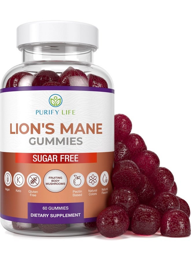 بيوريفاي لايف Purify Life - حلوى جيلاتينية خالية من السكر من Lions Mane - مكمل غذائي لتعزيز الإدراك وقوة الدماغ والاستجابة للتوتر - بنكهة التوت الطبيعية - 60 قطعة - Image 1