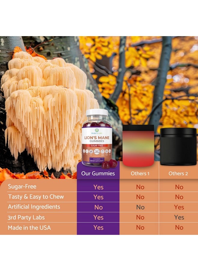 بيوريفاي لايف Purify Life - حلوى جيلاتينية خالية من السكر من Lions Mane - مكمل غذائي لتعزيز الإدراك وقوة الدماغ والاستجابة للتوتر - بنكهة التوت الطبيعية - 60 قطعة - Image 5