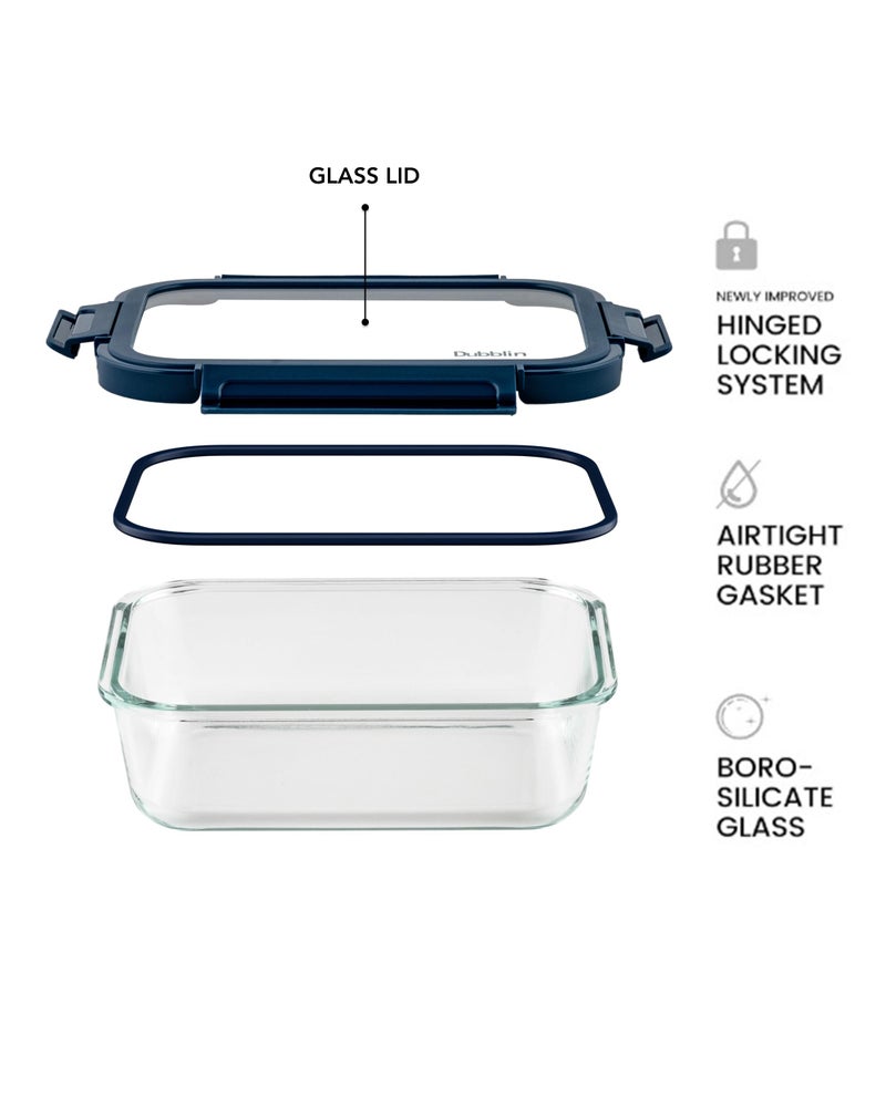 DUBBLIN Keep In Glass Borosilicate Glass Container 1500ml - Rectangular, Clear | Oven, Freezer & Microwave Safe Storage Solution (1 Piece) - Image 3