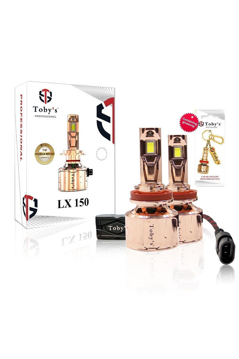Toby's Toby’s LX-150 H11 – 300W 2 Pieces of LED Headlights with 30,000 Lumens, IP65 Protection, Rotary Cooling, and Bonus Keychain for Ultimate Night Driving Power - Image 1