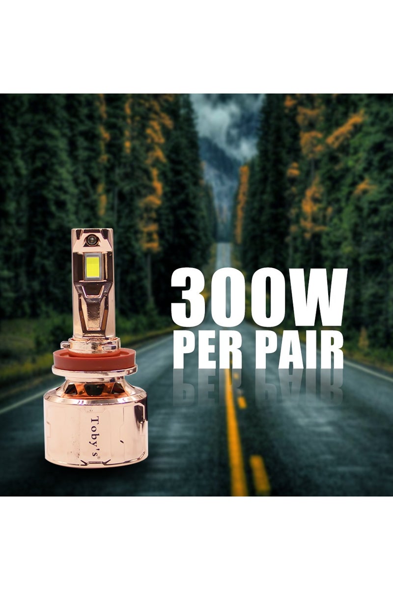 Toby's Toby’s LX-150 H11 – 300W 2 Pieces of LED Headlights with 30,000 Lumens, IP65 Protection, Rotary Cooling, and Bonus Keychain for Ultimate Night Driving Power - Image 2
