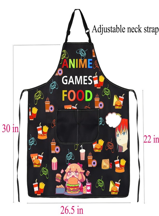 BNQL Anime Video Games Food Apron Anime Lovers Gifts Kitchen Cooking Aprons With Pockets Games Anime Lovers Girls Boys Apron (Anime Video Games Food Apron) - Image 2