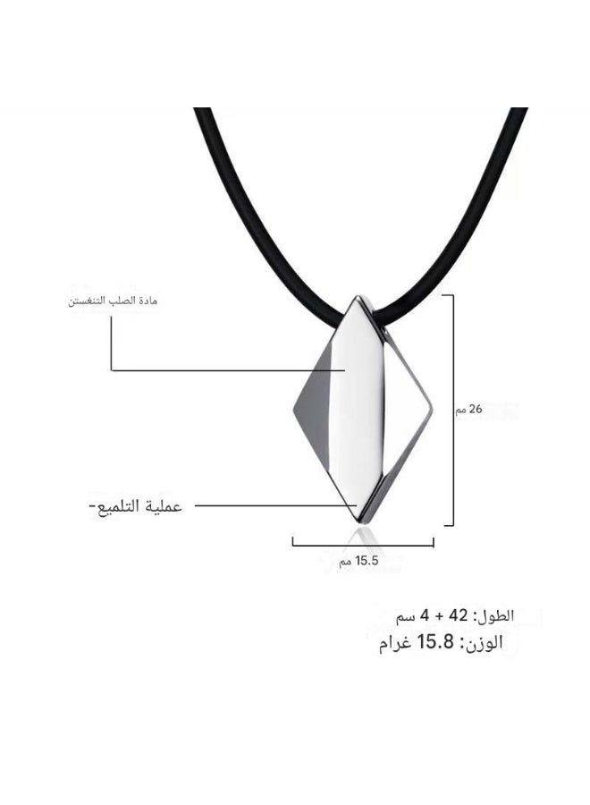 فنوكس قلادة رجالية من VNOX بتعليقة هندسية من كربيد التنجستن – مقاومة للخدش مع سلسلة حبل سوداء بطول 18 بوصة - Image 4