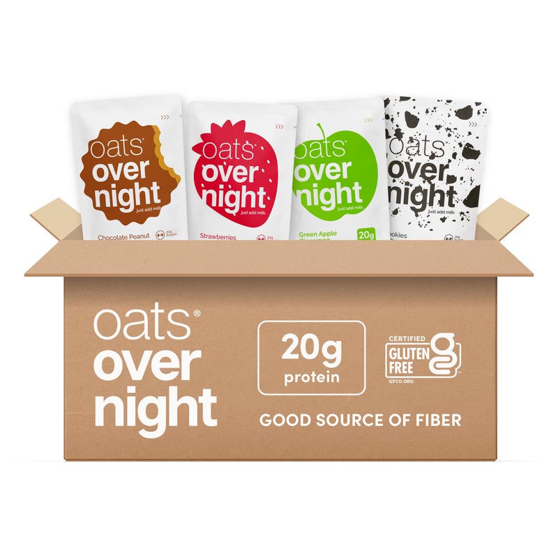 Oats Overnight Classic Variety Pack High Protein High Fiber Breakfast Shake  Gluten Free Non GMO Oatmeal Strawberries  Cream Green Apple Cinnamon  More 8 Pack - Image 3