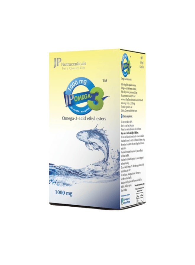 JP Nutraceuticals Omega-3 Capsules 1000 mg Fish Oil, EPA & DHA, 60 Softgel Capsules, Supports Heart and Brain Health - Image 2