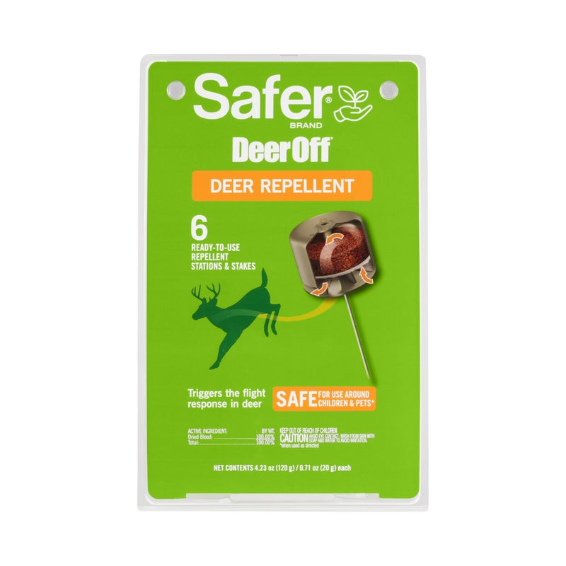 Safer Brand Deer-Off Deer Repellent Stations - 6 Waterproof Repelling Stakes for Gardens and Lawns - All Season Protection - 5962 - 6 Pack - Image 1