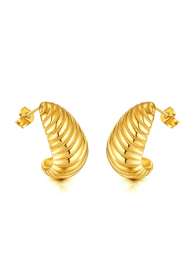 Women'S Stainless Steel Earrings, Niche Design, Personality And Versatile, Gold-Plated Earrings - Image 1