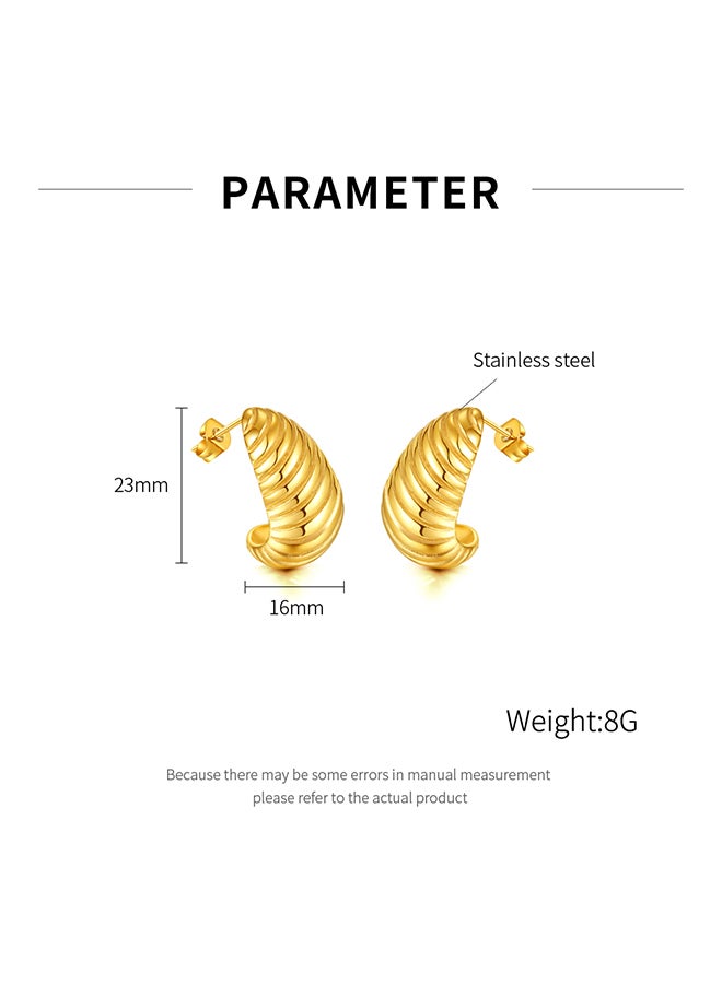 Women'S Stainless Steel Earrings, Niche Design, Personality And Versatile, Gold-Plated Earrings - Image 2