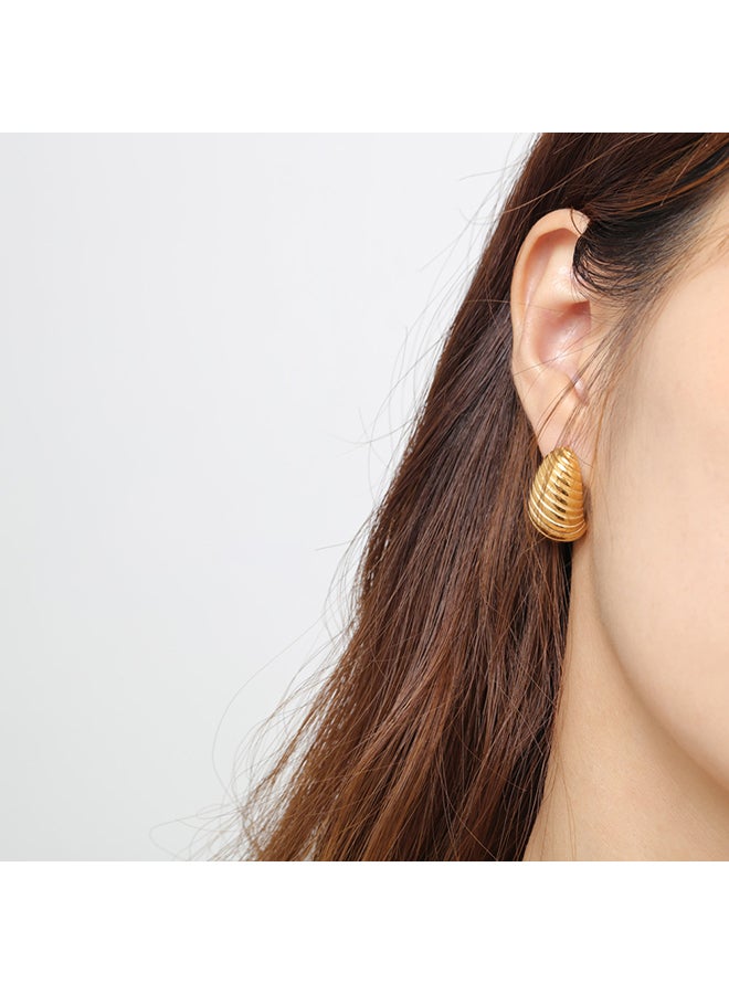Women'S Stainless Steel Earrings, Niche Design, Personality And Versatile, Gold-Plated Earrings - Image 3