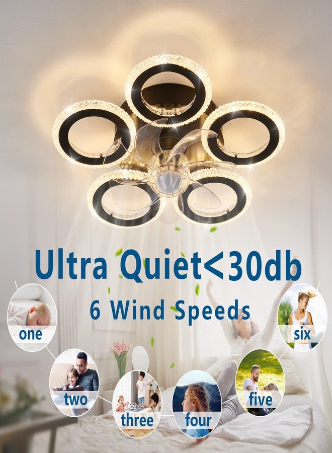 Dalouguan 21-Inch Ceiling Fan with Lights and Remote Control, Black Geometric, 6 Wind Speeds, 3 Light Color, Low Profile, Flush Mount, for Kitchen, Bedroom, Living Room - Image 4