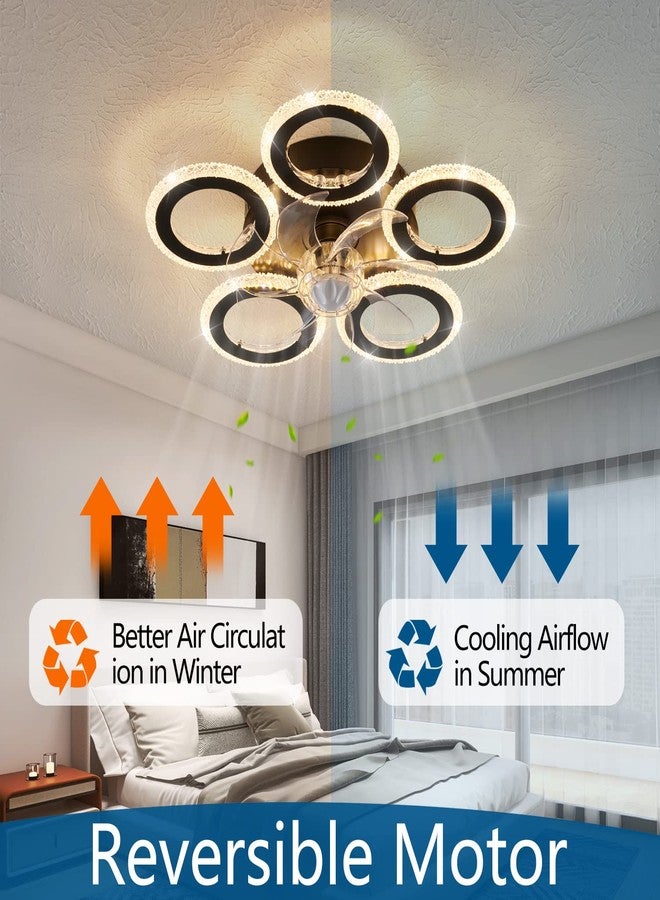 Dalouguan 21-Inch Ceiling Fan with Lights and Remote Control, Black Geometric, 6 Wind Speeds, 3 Light Color, Low Profile, Flush Mount, for Kitchen, Bedroom, Living Room - Image 2