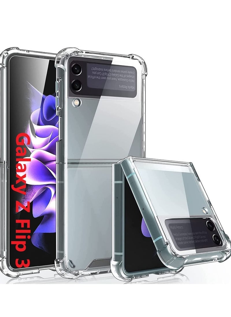 Generic - Samsung Galaxy Z Flip 3 Case,Clear Shockproof Silicone Case Armour Protective Cover [Slim-Fit] Hard PC Full Cover Phone Case for Samsung Galaxy Z Flip 3 5G Transparent - Image 1