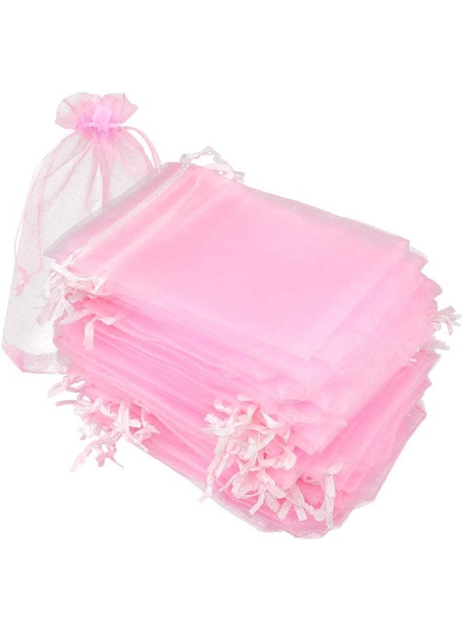 G2PLUS Organza Bags 4×6 Inches, 100PCS Pink Organza Gift Bags with Drawstring, Organza Mesh Jewelry Pouches, Sheer Candy Bags for Christmas, Wedding Party Favors - Image 2