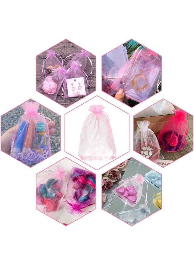 G2PLUS Organza Bags 4×6 Inches, 100PCS Pink Organza Gift Bags with Drawstring, Organza Mesh Jewelry Pouches, Sheer Candy Bags for Christmas, Wedding Party Favors - Image 4
