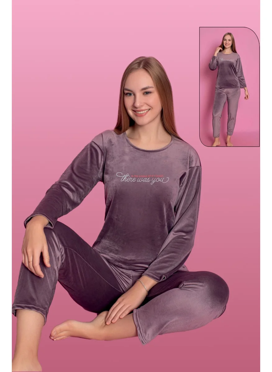 REMSA Velvet Women's Pajama Set 25500-83 Plum