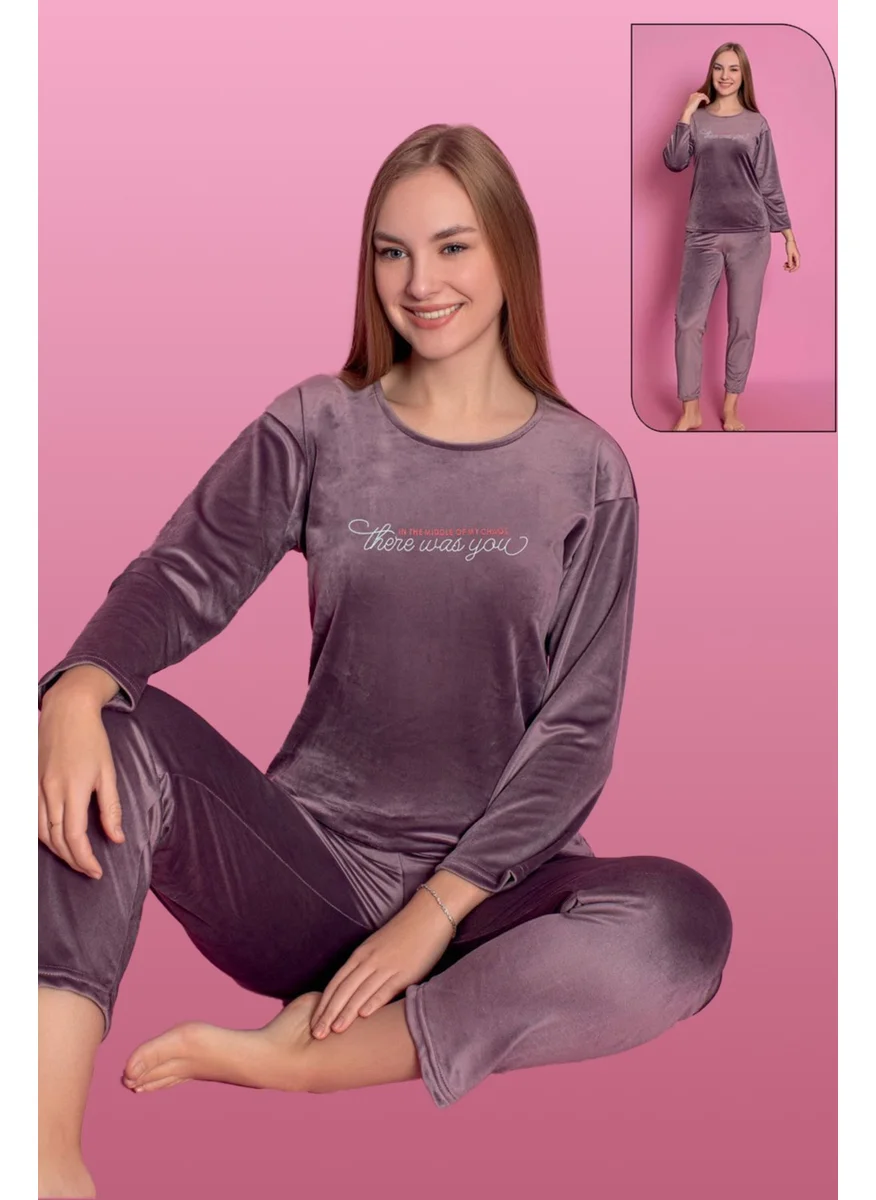 REMSA Velvet Women's Pajama Set 25500-83 Plum